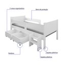 Ver imagem 3 de Cama Infantil Solteiro Luna Plus com Colchão Escada 2 Baús Organizador para Quarto Infantil - Branco