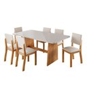 Ver imagem 2 de Conjunto de Mesa de Jantar 6 Lugares Bari Retangular MDF Bege