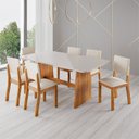 Ver imagem 1 de Conjunto de Mesa de Jantar 6 Lugares Bari Retangular MDF Bege