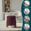 Ver imagem 4 de Kit 2 Puffs Decorativos Eloah Suede Redondo Assento Extra para Sala Quarto Pufe com Pés de Madeira