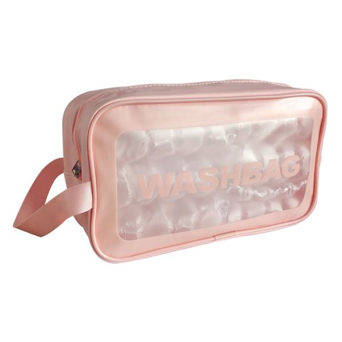 Necessaire de Pvc Grande Organizador de Malas de Viagem com Zíper:rosa