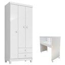 Ver imagem 1 de Mini Berço Moisés Alegria com Colchão e Guarda Roupa 3 Portas Ternura Baby Branco Flex -