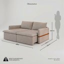 Ver imagem 2 de Sofá Cama Retrátil 3 Lugares Bárbara 1,80m Veludo Bege