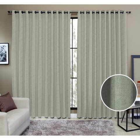 Cortina Tecido Rustico 6,00M x 2,30M Semi Blackout Verde Oliva
