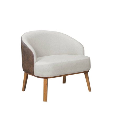 Poltrona Decorativa Adele Pés Madeira Maciça Lateral Couro