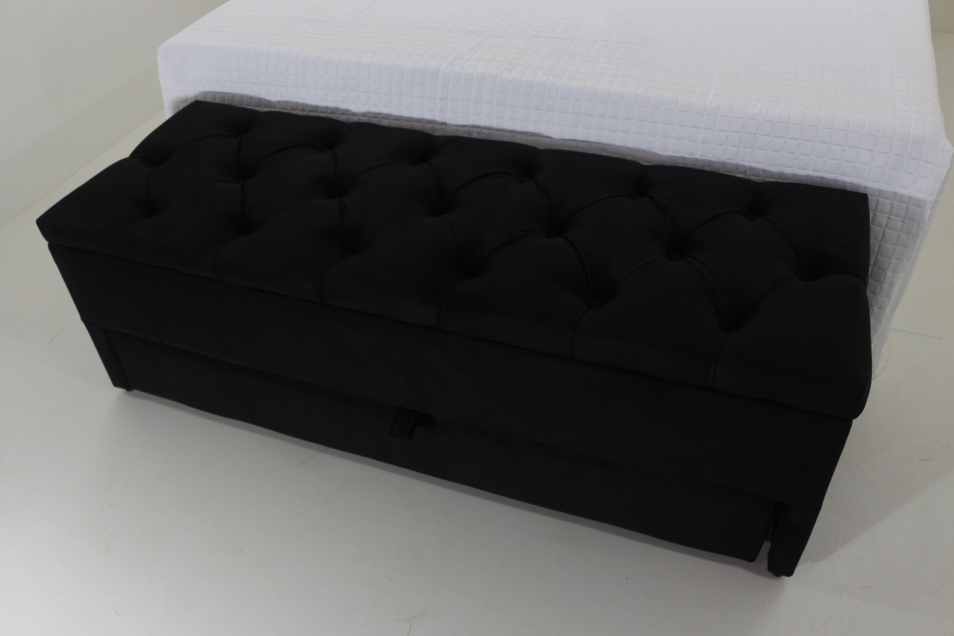 Puff Baú gaveta E Cabeceira Casal 140cm x 60cm cor Preto - 4