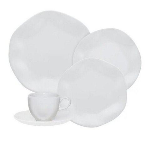 Aparelho de Jantar e Chá 30 Peças Ryo White - Oxford Porcelanas