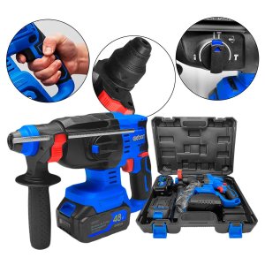 Martelete Rompedor Brushless 2.3 Joules Impacto Recarregável 2 Baterias Maleta e Acessórios