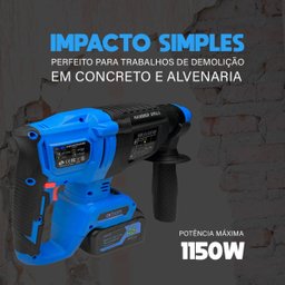 Martelete Rompedor Brushless 2.3 Joules Impacto Recarregável 2 Baterias Maleta e Acessórios - 10