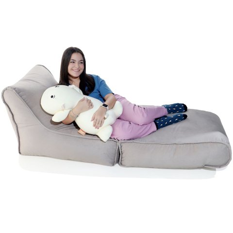 Sofá-cama Julia - Puff em Tecido Sued/enchimento de Perolas de Eps