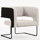 Ver mais imagens de Kit 02 Poltronas Scarlett D02 Base Aço Preto Corano Preto C-05 Linho Cru C-443 - Lyam Decor