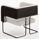 Ver imagem 2 de Kit 02 Poltronas Scarlett D02 Base Aço Preto Corano Preto C-05 Linho Cru C-443 - Lyam Decor