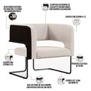 Ver imagem 6 de Kit 02 Poltronas Scarlett D02 Base Aço Preto Corano Preto C-05 Linho Cru C-443 - Lyam Decor