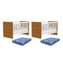 Ver imagem 1 de Kit Gêmeos Berço Mel Branco/savana com Colchões Baby Physical - Reller Móveis