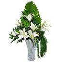 Ver imagem 1 de Arranjo Lírio Branco Com Vaso 63x50x43cm Planta Artificial