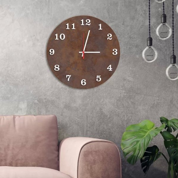 Relógio de Parede Decorativo Premium Corten com Números em Relevo Branco - 1