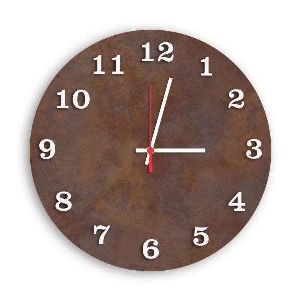 Relógio de Parede Decorativo Premium Corten com Números em Relevo Branco - 2