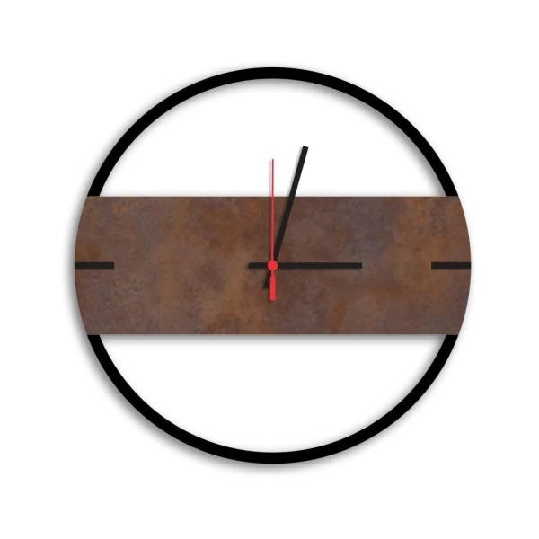 Relógio de Parede Decorativo Premium Slim Preto Ônix com Detalhe Corten em Relevo - 2