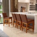Ver imagem 3 de Kit 02 Banquetas Baixa Cozinha Bancada Bar Sala Jantar Fixa Mila L02 Couríssimo Marrom - Lyam