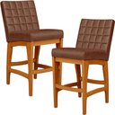 Ver imagem 2 de Kit 02 Banquetas Baixa Cozinha Bancada Bar Sala Jantar Fixa Mila L02 Couríssimo Marrom - Lyam