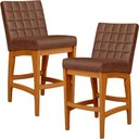 Ver imagem 1 de Kit 02 Banquetas Baixa Cozinha Bancada Bar Sala Jantar Fixa Mila L02 Couríssimo Marrom - Lyam