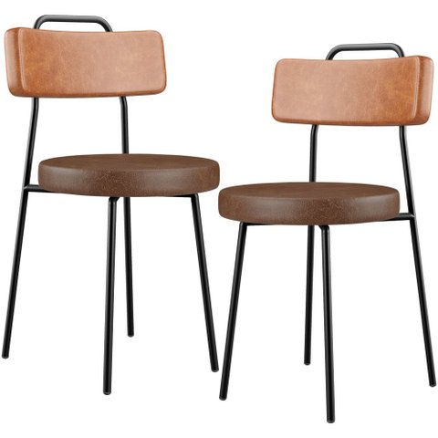Kit 02 Cadeiras Decorativas Estofada Para Sala Jantar Barcelona L02 Couríssimo Camel Marrom - Lyam L