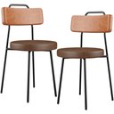 Ver imagem 1 de Kit 02 Cadeiras Decorativas Estofada Para Sala Jantar Barcelona L02 Couríssimo Camel Marrom - Lyam L