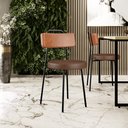 Ver imagem 2 de Kit 02 Cadeiras Decorativas Estofada Para Sala Jantar Barcelona L02 Couríssimo Camel Marrom - Lyam L