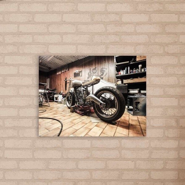 Quadro decorativo desenho moto Harley Davison bege