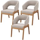 Ver imagem 1 de Kit 03 Cadeiras de Jantar e Estar Living Estofada Lince L02 Bouclê Bege - Lyam Decor