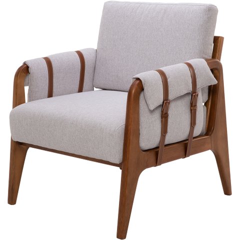 Poltrona Decorativa para Sala de Estar Living Aymê L02 Linho Cinza - Lyam Decor