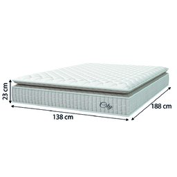 Cama Box Baú Colchão Casal Molas Ensacadas City Pillow Top 138x188x64cm Branco / Bege Hellen - 5