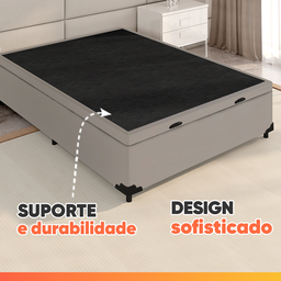Cama Box Baú Colchão Casal Molas Ensacadas City Pillow Top 138x188x64cm Branco / Bege Hellen - 9