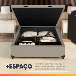 Cama Box Baú Colchão Casal Molas Ensacadas City Pillow Top 138x188x64cm Branco / Bege Hellen - 8