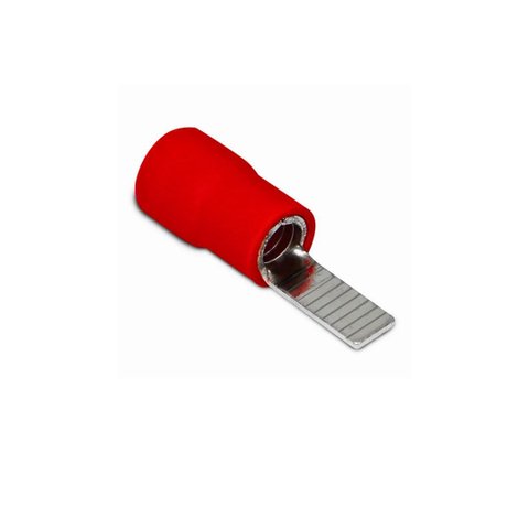 Kit 50 Terminais Pre Isolado Pino Chato 10mm Vermelho