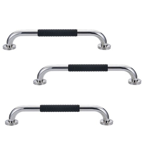 Barra de Apoio 40cm Inox Suporte Antiderrapante Kit 3 Unidades Idoso Deficiente Banheiro Box Seguran