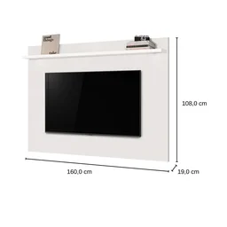 Painel para Tv até 60 Polegadas Branco Luna 160cm com 2 Leds Tebarrot Móveis - 3
