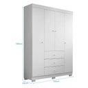 Ver imagem 4 de Jogo de Quarto Infantil Duda com Guarda Roupa 4 Portas e Cômoda Branco - Phoenix Baby