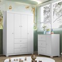 Ver imagem 2 de Jogo de Quarto Infantil Duda com Guarda Roupa 4 Portas e Cômoda Branco - Phoenix Baby