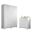 Ver imagem 1 de Jogo de Quarto Infantil Duda com Guarda Roupa 4 Portas e Cômoda Branco - Phoenix Baby