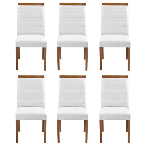 Kit 6 Cadeiras Decorativas Sala de Jantar Luxo Sueli Facto Branco - Mozzelar