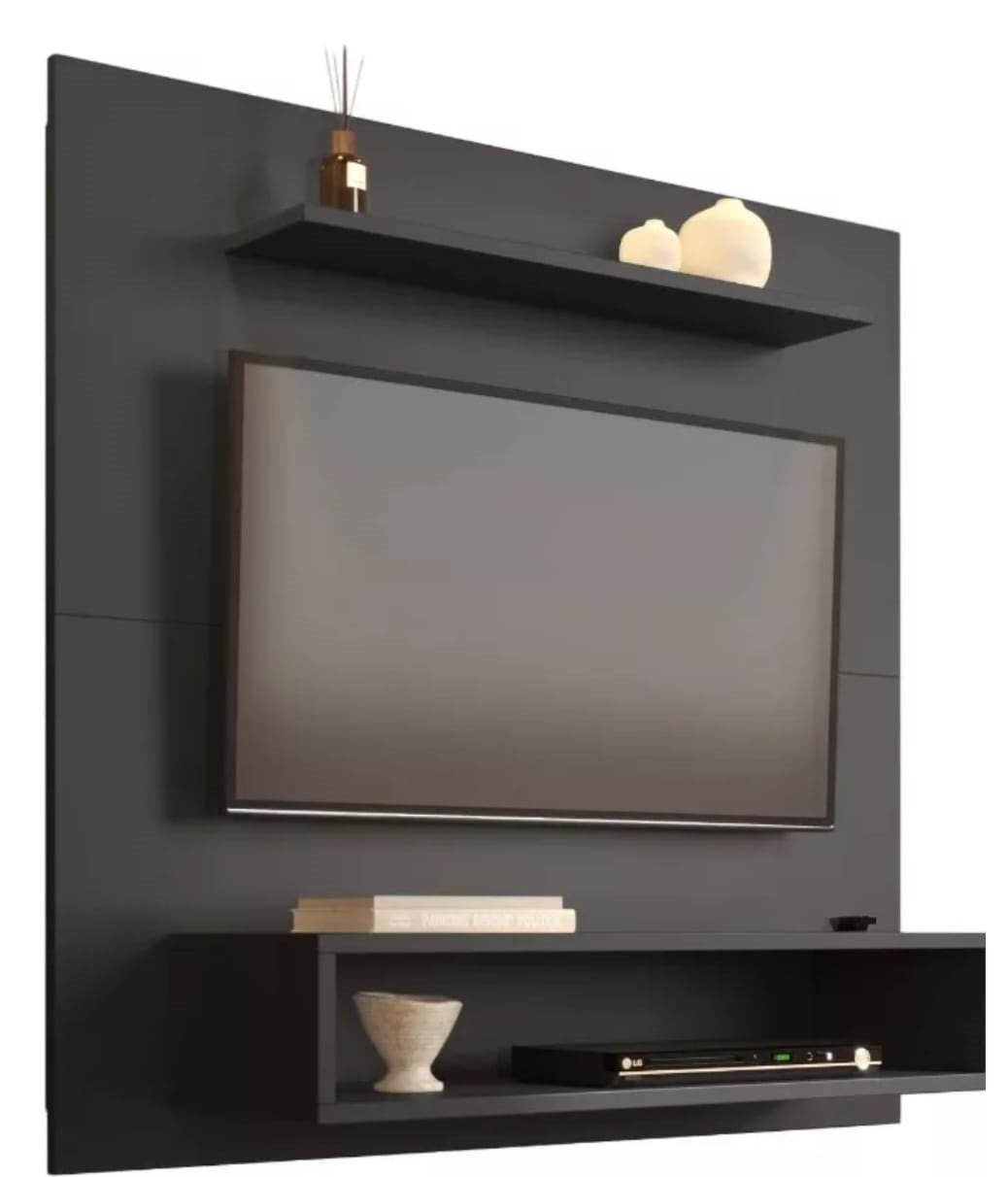 Painel para Tv 32 Polegadas 1 Prateleira Elegance Luxo- Preto - 2