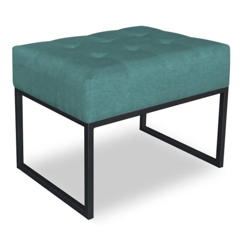 Puff Lisa Suede Base Metálica Industrial Preto - Pallazio Cor Azul Turquesa