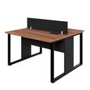 Ver imagem 6 de Mesa de Trabalho Plataforma para Escritório 2 Lugares com Divisória 120cm Nogal com Preto F5