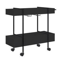 Carrinho Bar Com Rodízios Steel Quadra 27813 Preto Base Preta - Artesano - 1