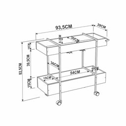 Carrinho Bar Com Rodízios Steel Quadra 27813 Preto Base Preta - Artesano - 4