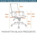 Ver mais imagens de Kit 2 Cadeiras Escritório Manhattan Black Esteirinha Presidente Fratini Pu Preto Base Rodízio