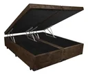 Ver imagem 1 de Cama Box Baú Queen Bipartido Blindado Suede Marrom Com Pistão A Gás
