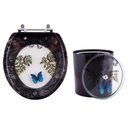 Ver imagem 1 de Tampa de Vaso e Lixeira Decorada Borboleta Preto