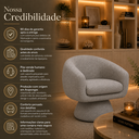 Ver imagem 5 de Poltrona Orgânica Giratoria Redonda Sala Venus Confortável Elegante Sapatas Plásticas Linho Cinza